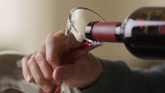 JUSTIN Wine – Lesson 2 – Crush It with JUSTIN – Opening and Decanting Wine; Pouring red wine into decanter