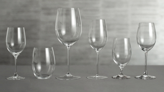 JUSTIN Wine – Lesson 3 – Crush It with JUSTIN – Choosing Stemware and Setting a Table; Table setting layout with a glass of red wine 