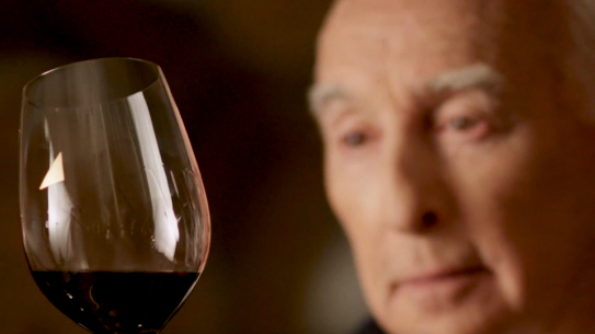 JUSTIN Wine – Lesson 4 – Crush It with JUSTIN – Tasting Wine: The Five S’s; Justin Baldwin looking at a glass of red wine