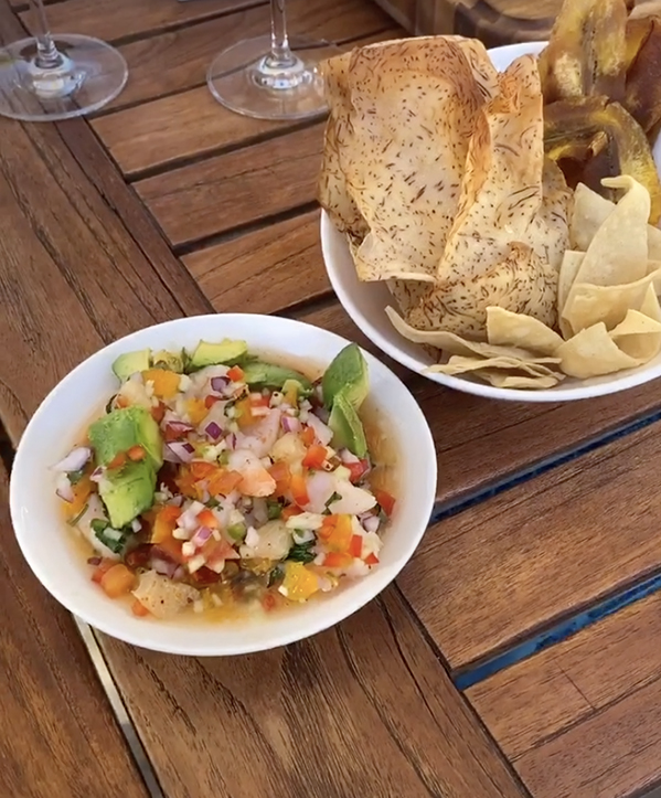Shrimp ceviche with a side of chips
